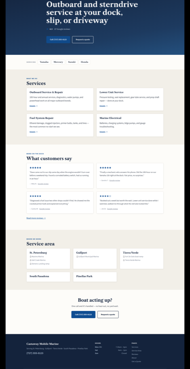 Gulfstream website style — full homepage